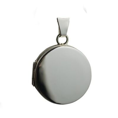 9ct white 20mm plain flat round Locket