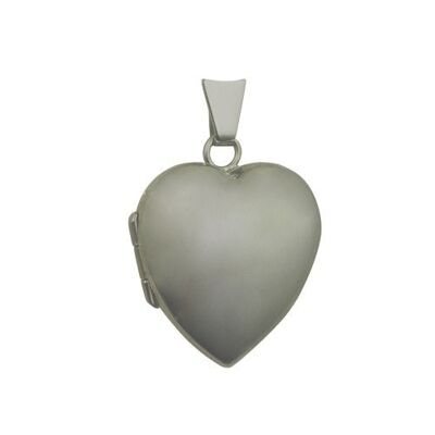 18ct White 21x19mm plain heart Locket