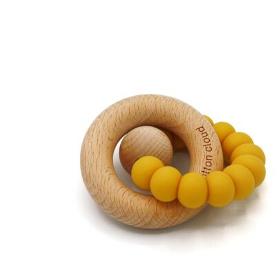 Round Silicone Baby Teether Mustard