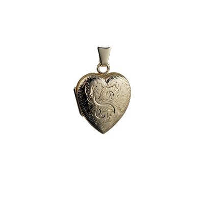 9ct 21x19mm hand engraved heart Locket