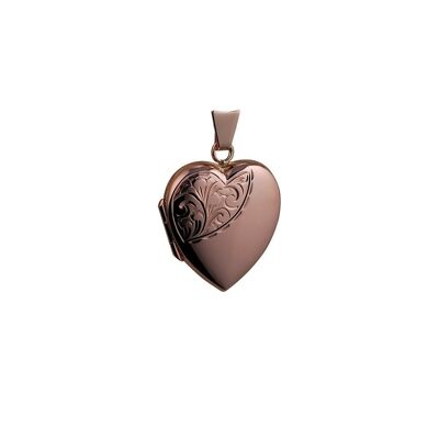9ct rose 21mm half hand engraved heart Locket