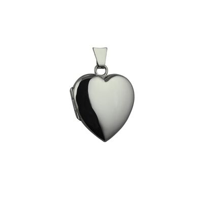 9ct white 21x19mm plain heart Locket