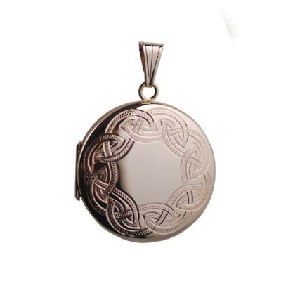 9ct rose 29mm celtic engraved round Locket