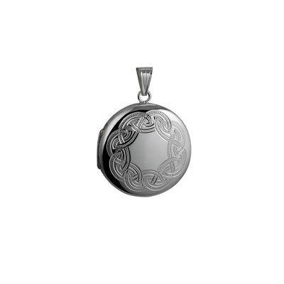 Silver 29mm hand engraved celtic knot pattern round Locket