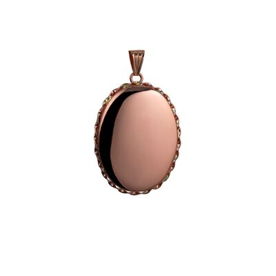 9ct rose 37x28mm oval plain twisted wire edge Locket