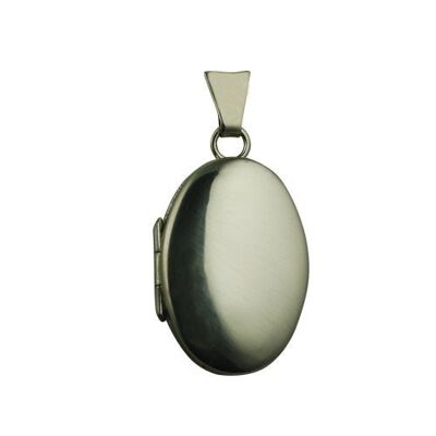 18ct White 22x15mm plain oval Locket