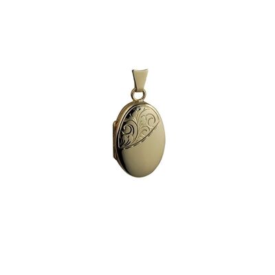 9ct 22x15mm half hand engraved oval Locket