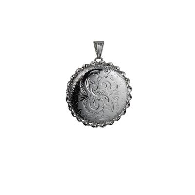 Silver 31mm round hand engraved twisted wire edge Locket