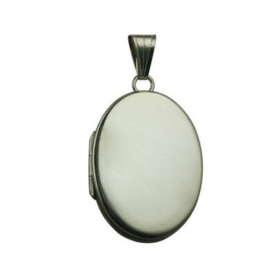 18ct White 26x19mm plain flat oval Locket