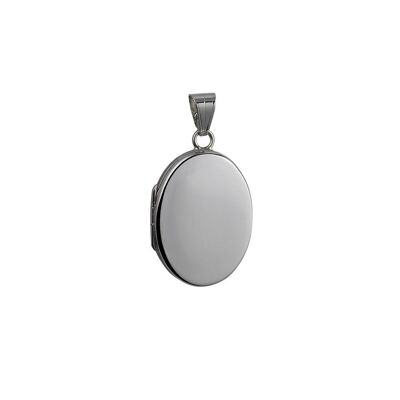 Silver 26x19mm plain flat oval Locket
