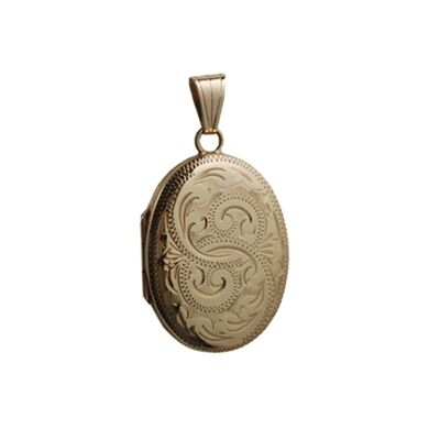 9ct 27x20mm hand engraved oval Locket