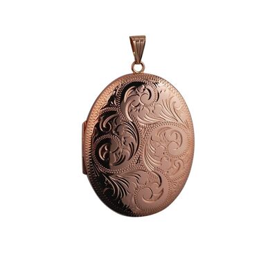 9ct rose 45x35mm hand engraved oval Locket