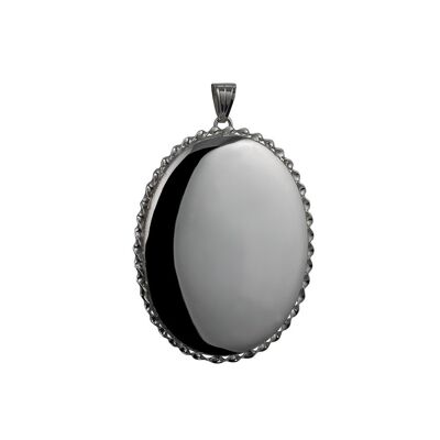 Silver 48x38mm plain oval twisted wire edge Locket