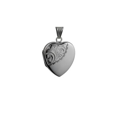 Silver 24x20mm half hand engraved heart Locket