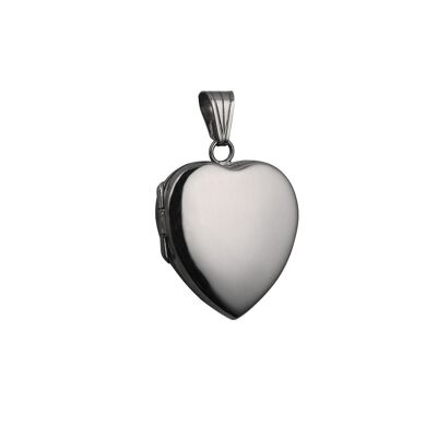 9ct white 24x20mm plain heart Locket