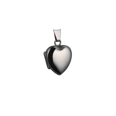 9ct white 17x16mm plain heart Locket