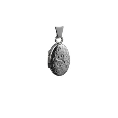 Silver 18x11mm hand engraved oval Locket