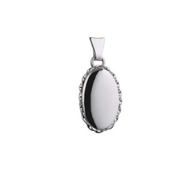 Silver 20x13mm oval plain Locket with a twisted wire edge
