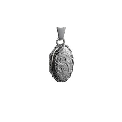 Silver 20x13mm hand engraved oval twisted wire edge Locket