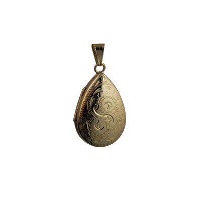 9ct 30x20mm hand engraved teardrop Locket