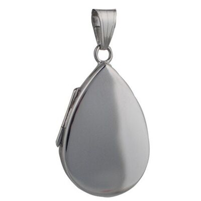 9ct white 28x19mm plain flat teardrop Locket