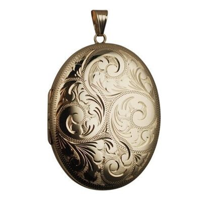 9ct 45x35mm hand engraved oval family Locket