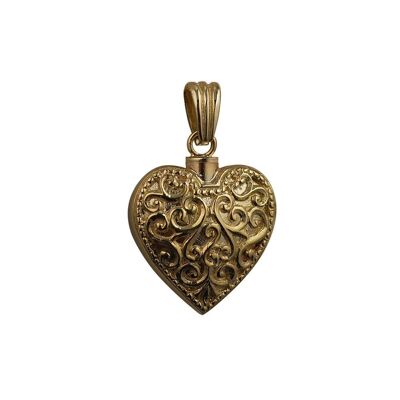 9ct 25x22mm handmade Embossed Heart Memorial Locket