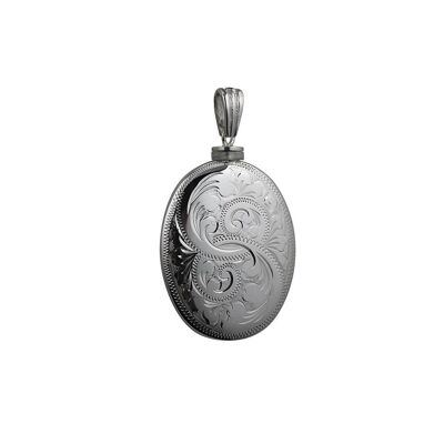 Silver 35x26mm handmade hand engraved oval Memorial Locket