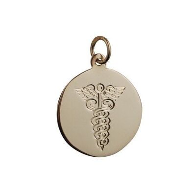 9ct 19mm round hand engraved Medical Alarm Disc