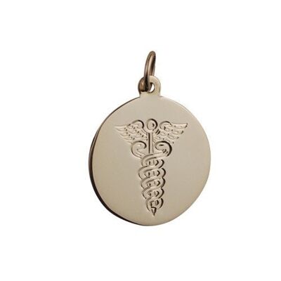 18ct 19mm hand engraved Medical Alarm round Disc