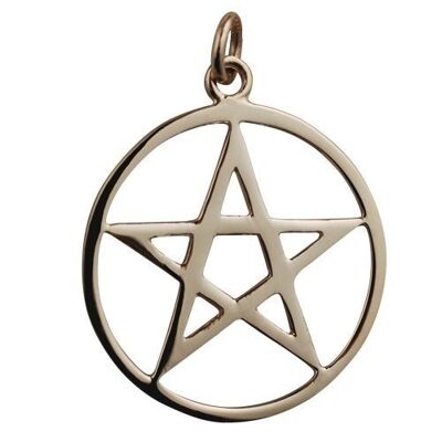 9ct 30mm plain Pentangle in circle Pendant