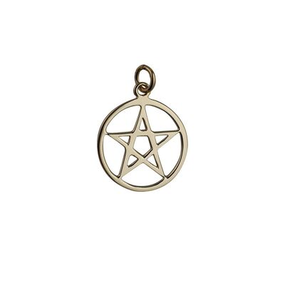 9ct 23mm plain Pentangle in circle Pendant