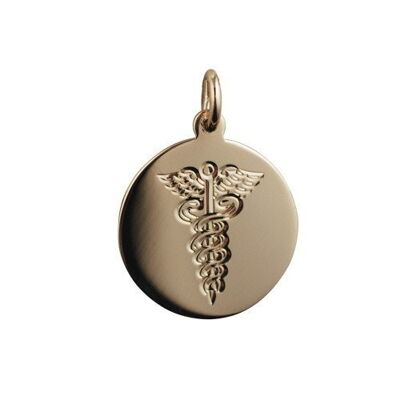 9ct 20mm round hand engraved Medical Alarm Disc