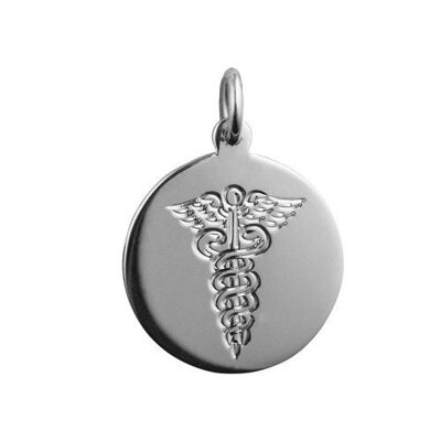 Silver 20mm round hand engraved Medical Alarm Disc
