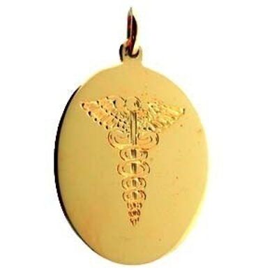 18ct 27x21mm oval hand engraved Medical Alarm Disc