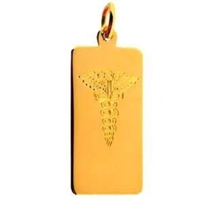 18ct 26x13mm hand engraved medical Alarm rectangular disc