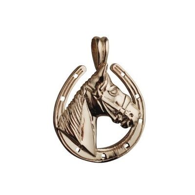 9ct 22x20mm horse head with horse shoe Pendant