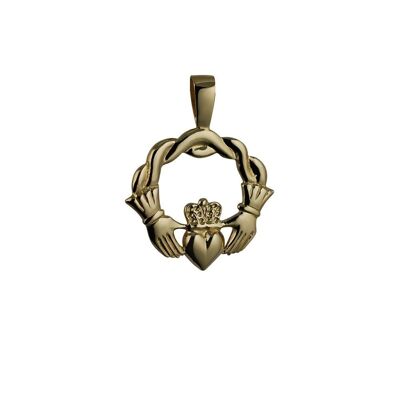 9ct 27x30mm Twisted cord top Claddagh Pendant