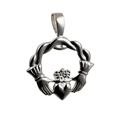 Silver 27x30mm Twisted cord top Claddagh Pendant
