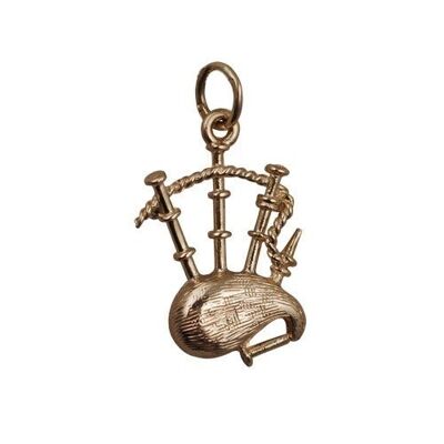 9ct 18x15mm Bagpipes charm or Pendant
