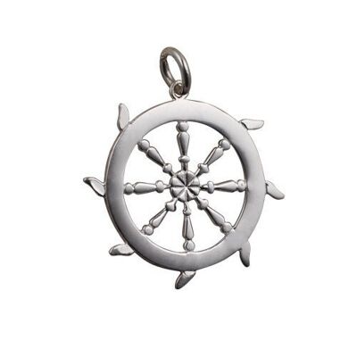 Silver 17mm Ships wheel Pendant or charm
