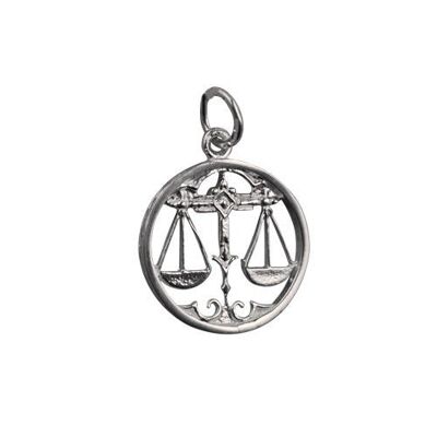 Silver 15mm round Libra Zodiac Charm