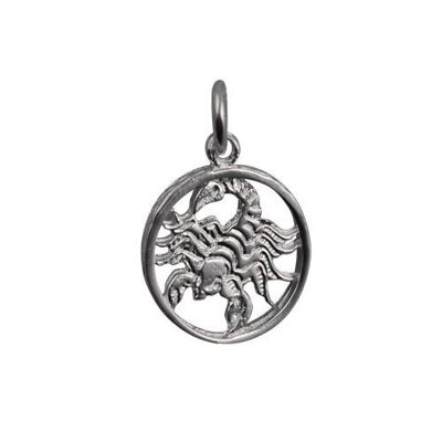 Silver 15mm round Scorpio Zodiac Charm