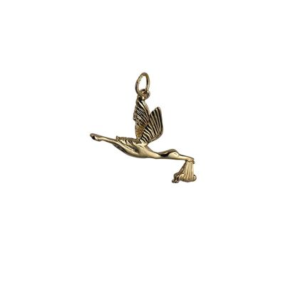9ct 22x30mm Stork with baby charm