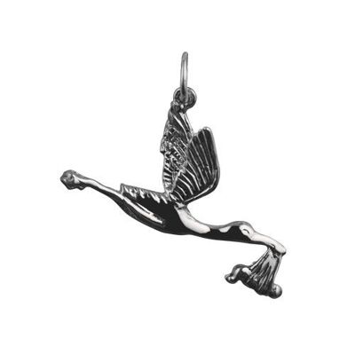 Silver 22x30mm Stork with baby charm