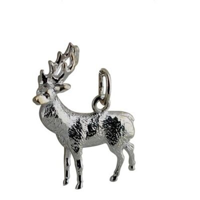 Silver 23x25mm Stag on guard charm