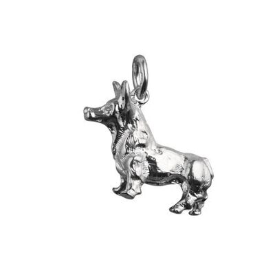 Silver 26x22mm Corgi Dog charm