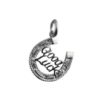 Silver 16x16mm Horseshoe with Good luck charm