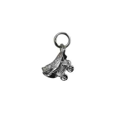 Silver 8x12mm solid Pram Pendant or Charm