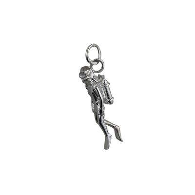 Silver 27x8mm aqualung diver swimming Pendant or Charm